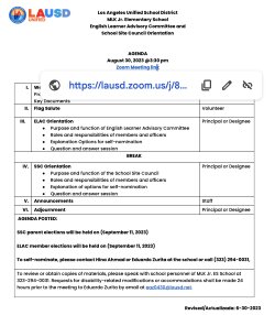 SSC/ELA Agenda August 30, 2023